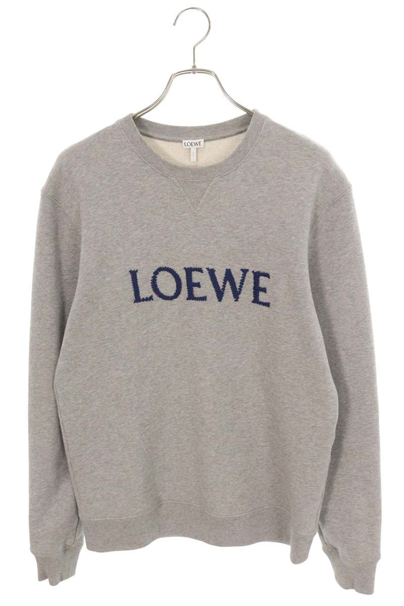 ロエベ LOEWE サイズ:XS H526Y24J26 ロゴ刺繍クルーネックスウェット(グレー)【911062】【OM10】【メンズ】【中古】bb127#rinkan*B