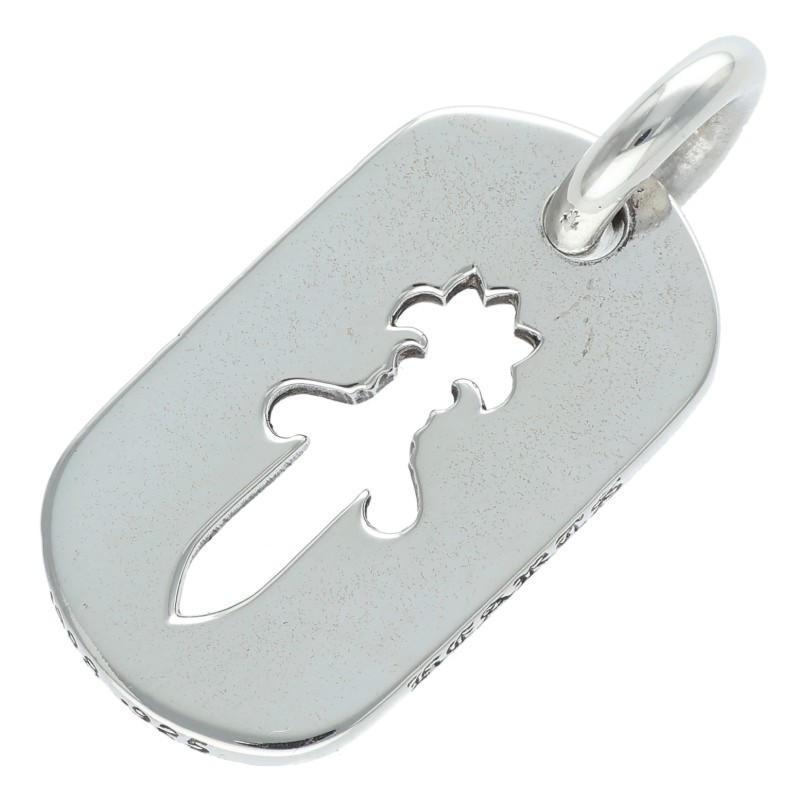 クロムハーツ Chrome Hearts   D TAG SML CO DAG カットアウトダガードッグタグ フレアダガーシルバーネックレストップ(しろがね色 8.77g)【321062】【SJ02】【小物】【中古】bb17#rinkan*B