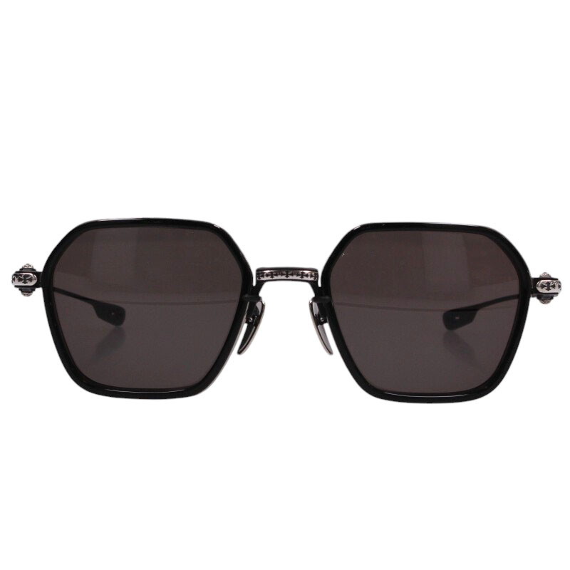 クロムハーツ Chrome Hearts　サイズ:53□21-141 DANGER ZONE CHクロステンプルサングラス((フレーム)ブラック&times;シルバー)【911062】【OK15】【小物】【中古】bb212#rinkan*A ｜RINKAN