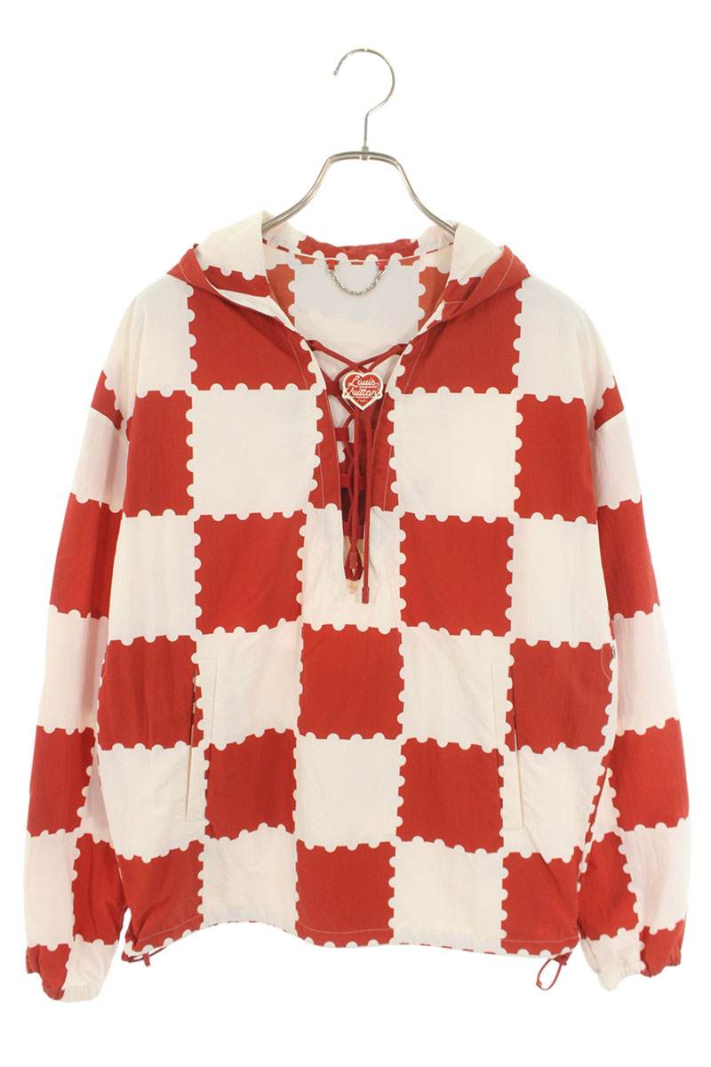 ルイヴィトン LOUISVUITTON　 ×ニゴー サイズ:44 22SS RM221M J14 HMB22W ジャイアントダミエプルオーバーブルゾン(ホワイト×レッド)【121062】【FK04】【メンズ】【中古】bb51#rinkan*B