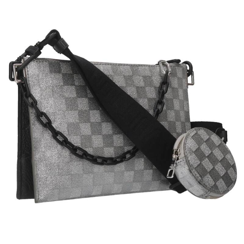 ルイヴィトン LOUISVUITTON　 M59682 トリオポーチNM ダミエ・グリッター モノグラム・トリヨンショルダーバッグ(シルバー×ブラック)【121062】【OM10】【小物】【中古】bb51#rinkan*A 127,050円