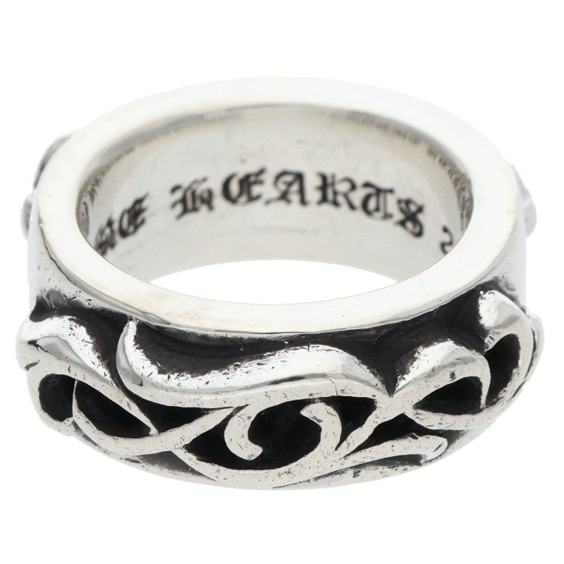 クロムハーツ Chrome Hearts 大きさ:8号  DBL NARROW VINE BAND ダブルナローヴァインバンド しろがね色輪っか(しろがね色 13.94g)【105062】【HJ12】【小物】【中古】bb92#rinkan*B