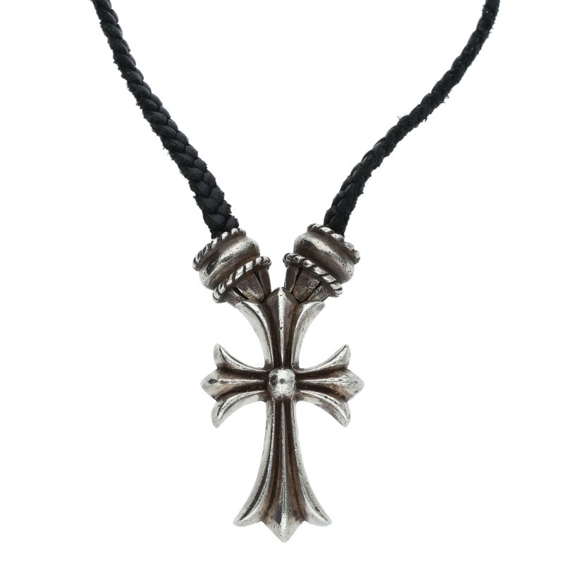 クロムハーツ Chrome Hearts CH CRS SML CL スモールCHクロスクリンプト クリンプト シルバーネックレス(シルバー×ブラック 総重量46.64g)【031062】【NO05】【小物】【中古】bb76#rinkan*B |RINKAN
