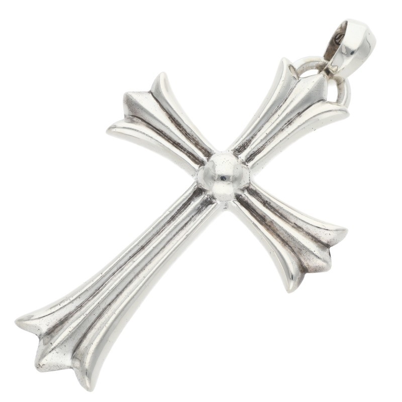 クロムハーツ Chrome Hearts   CH CRS LG W BALE ラージCH差し交わす Wベイル しろがね色首飾りいの一番(しろがね色 45.63g)【105062】【HJ12】【小物】【中古】bb76#rinkan*B