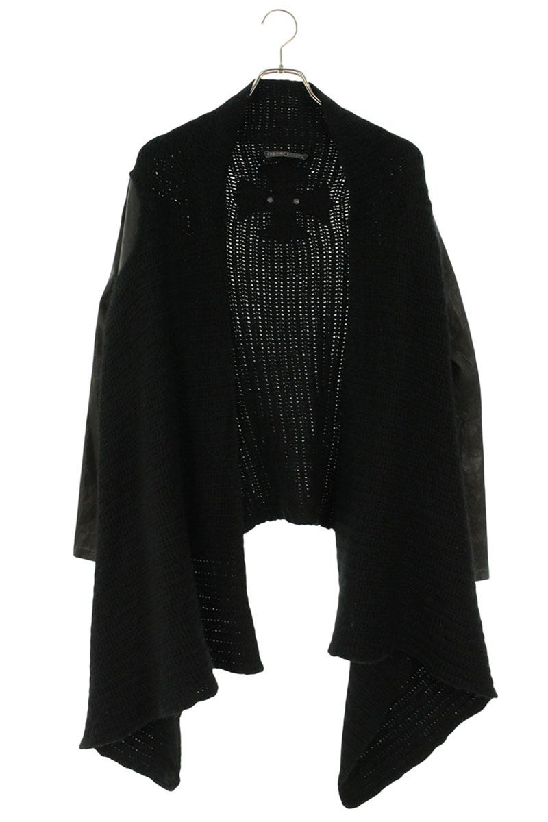 クロムハーツ Chrome Hearts　 サイズ:L バックCHプラスパッチ付きレザー切り替えカーディガン(ブラック)【121062】【GZ11】【メンズ】【中古】bb415#rinkan*B