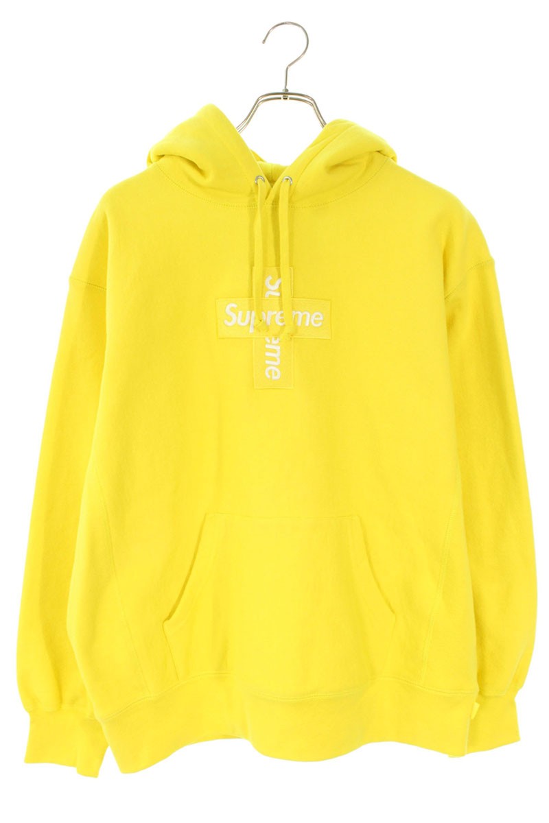 シュプリーム SUPREME　サイズ:M 20AW Cross Box Logo Hooded Sweatshirt クロスボックスロゴフーデッドスウェットシャツパーカー(イエロー)【221062】【OM10】【メンズ】【中古】bb378#rinkan*B ｜RINKAN