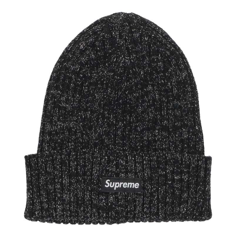 シュプリーム SUPREME　 サイズ:ONE SIZE 25SS Over dyed Beanie ロゴパッチビーニー帽子(ブラック×シルバー)【102062】【BS99】【小物】【中古】bb443#rinkan*A