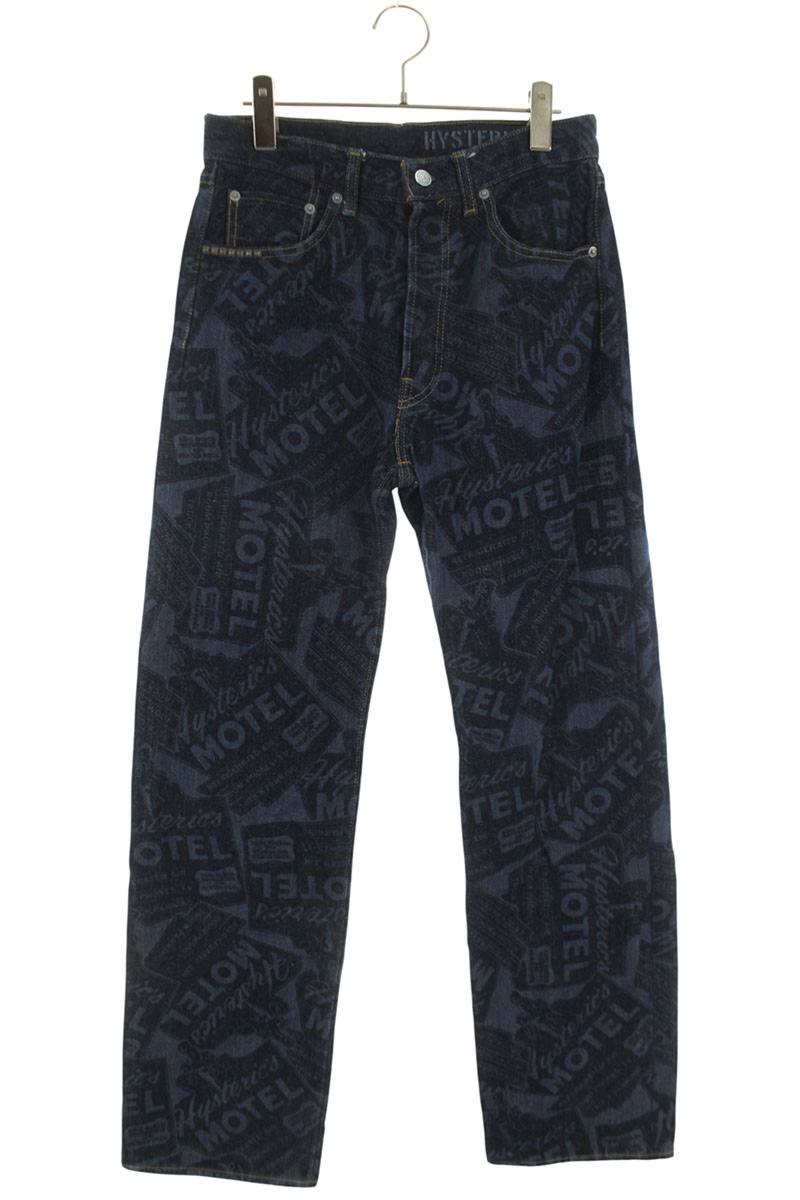 ヒステリックグラマー HYSTERIC GLAMOUR サイズ:28インチ 02241AP02 総柄デニムパンツ(インディゴ)【321062】【BS99】【メンズ】【中古】bb409#rinkan*B|RINKAN