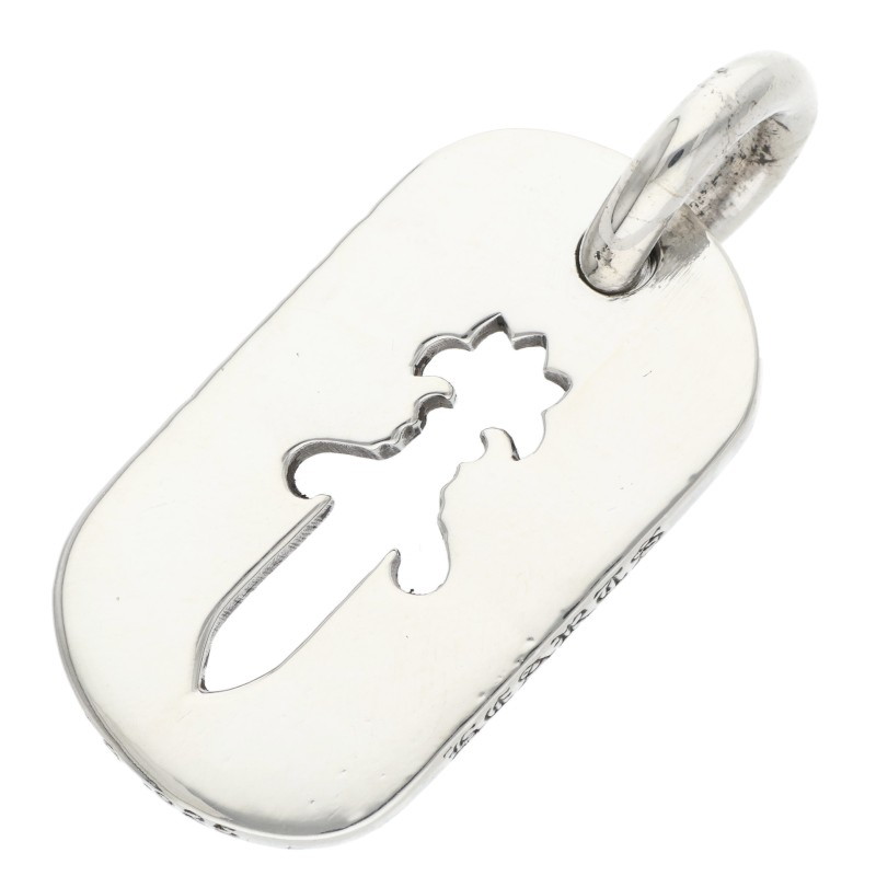 クロムハーツ Chrome Hearts   D TAG SML CO DAG カットアウトダガードッグタグ スモールドッグタグネックレストップ(しろがね色 8.56g)【521062】【SJ02】【小物】【中古】bb17#rinkan*B