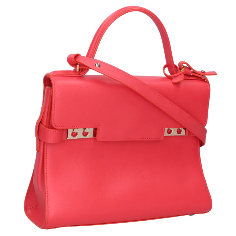 デル洋弓 DELVAUX 大きさ:MM  タンペートMM カーフスキン2WAYショルダーバッグ(赤いこと×ゴールド)【221062】【GZ14】【小物】【中古】bb30#rinkan*B