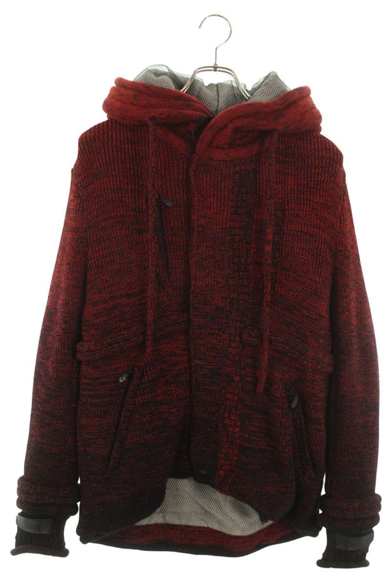 アンダーカバー UNDERCOVER サイズ:3 09AW D4201 イヤーマフマニアックグラデーションパーカー(レッド調)【102062】【BS99】【メンズ】【中古】bb455#rinkan*B|RINKAN