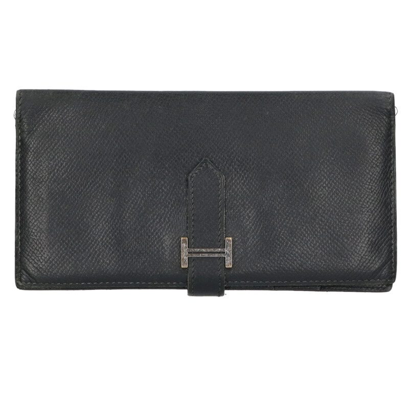 エルメス HERMES　 ベアンスフレ □I刻印 SV金具ヴォーエプソン財布(ブラック×シルバー)【102062】【BS99】【小物】【中古】bb470#rinkan*B 42,042円