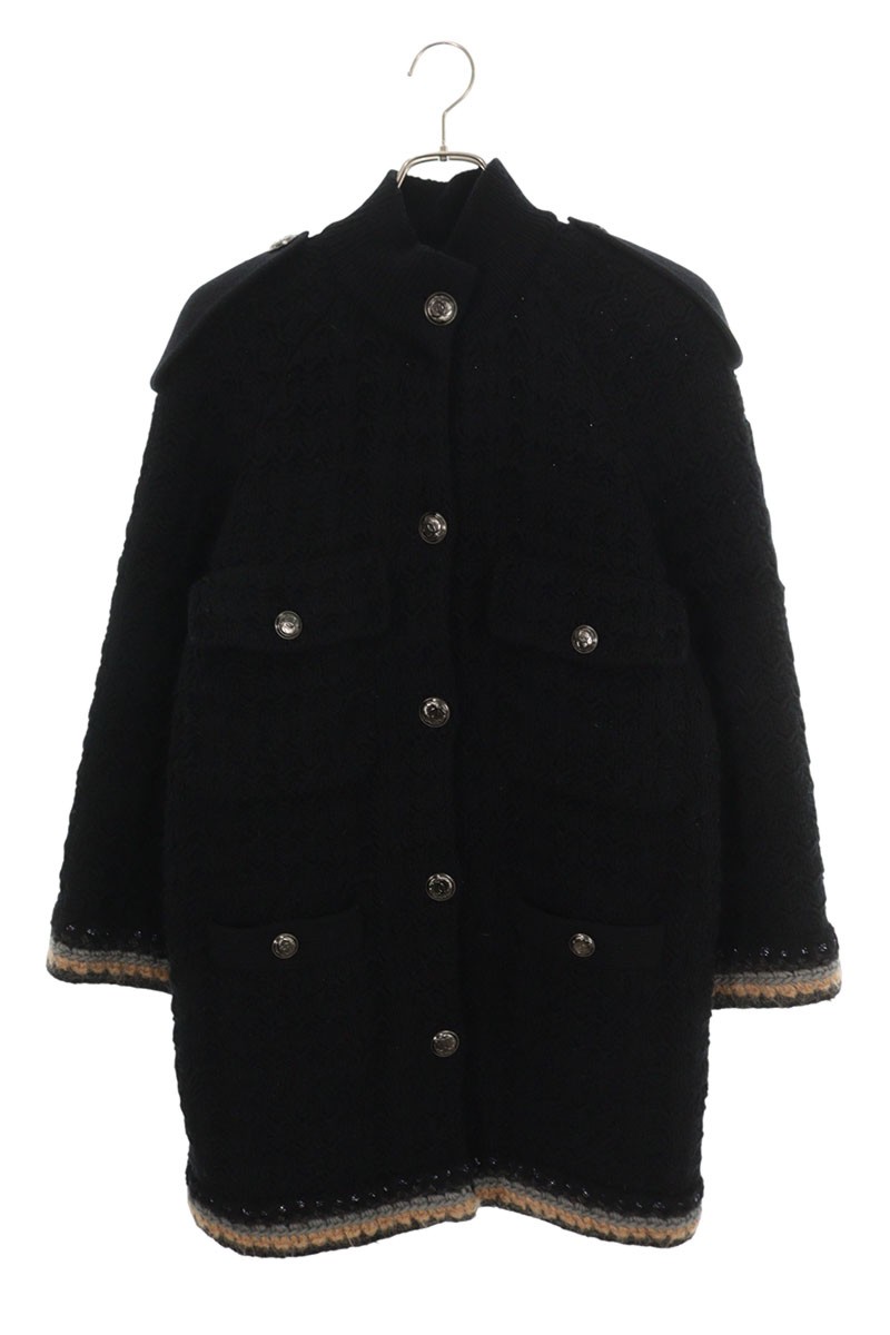 シャネル CHANEL　サイズ:36 P46845K05931 ココマークボタンウールカシミアニットコート(ブラック)【102062】【BS99】【レディース】【中古】bb51#rinkan*B｜RINKAN