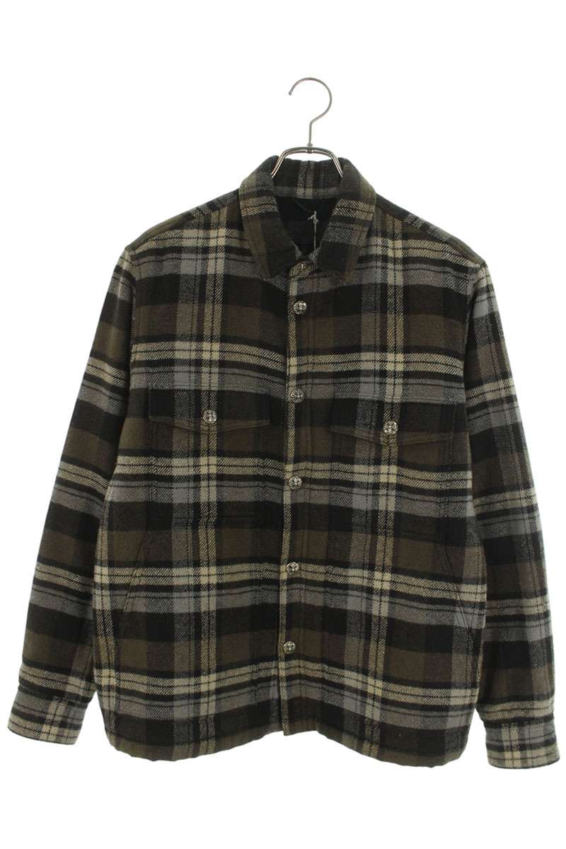 クロムハーツ Chrome Hearts 大きさ:M  WORK DOG 照合のしるし柄クロスボールボタン内部ボアジャケットブルゾン(黒いこと×緑であること×しろがね色)【621062】【SJ02】【メンズ】【中古】bb431#rinkan*A