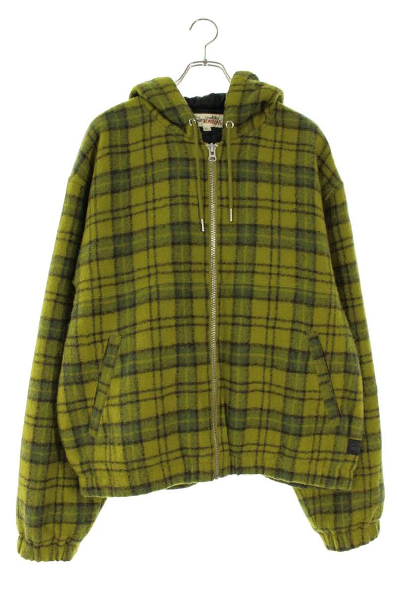 ステューシー STUSSY　 サイズ:XL 裏地キルティングチェックウールブルゾン(グリーン)【521062】【BS99】【メンズ】【中古】bb297#rinkan*B