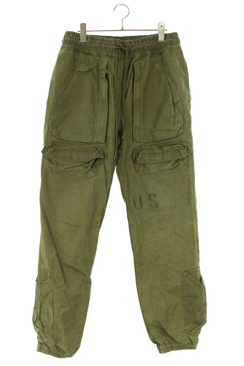 レディメイド READYMADE　 PARACHUTE PANTS コットンミリタリーパラシュートロングパンツ(カーキ)【621062】【BS55】【メンズ】【中古】bb344#rinkan*B