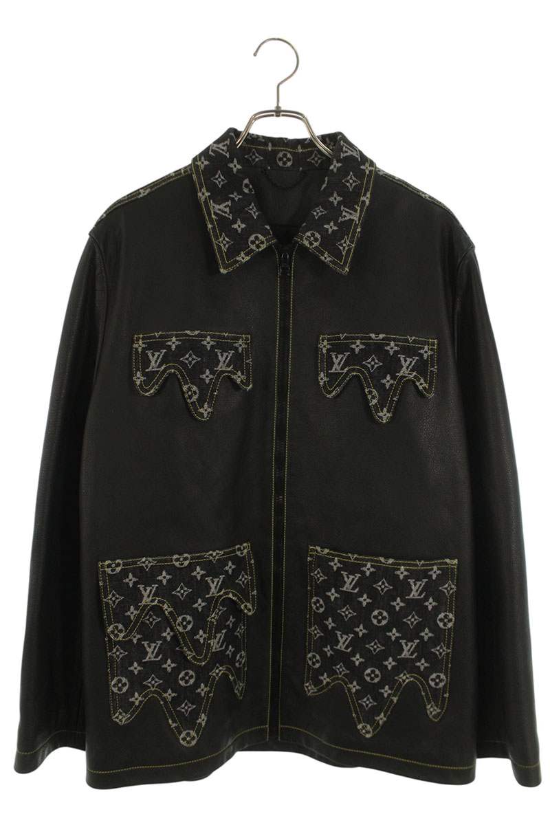 ルイヴィトン LOUISVUITTON 大いさ:52  RM221M YOK HML041E モノグラムクレイジーミックスレザージャケット(黒いこと)【621062】【SB01】【メンズ】【中古】bb310#rinkan*B メンズファッション-コート・ジャケット