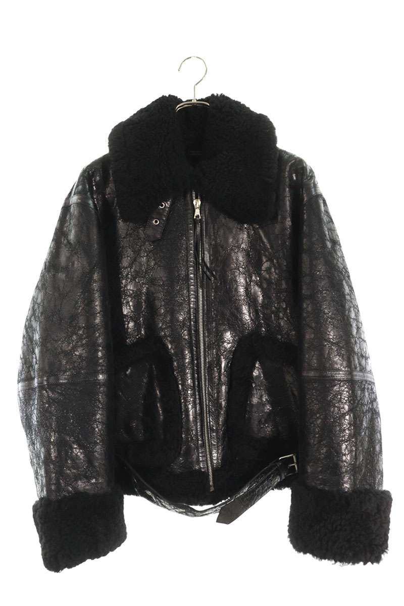 ドリスヴァンノッテン DRIES VAN NOTEN 大きさ:M ムートンジャケットコート(黒いこと)【102062】【BS99】【レディース】【中古】bb33#rinkan*B