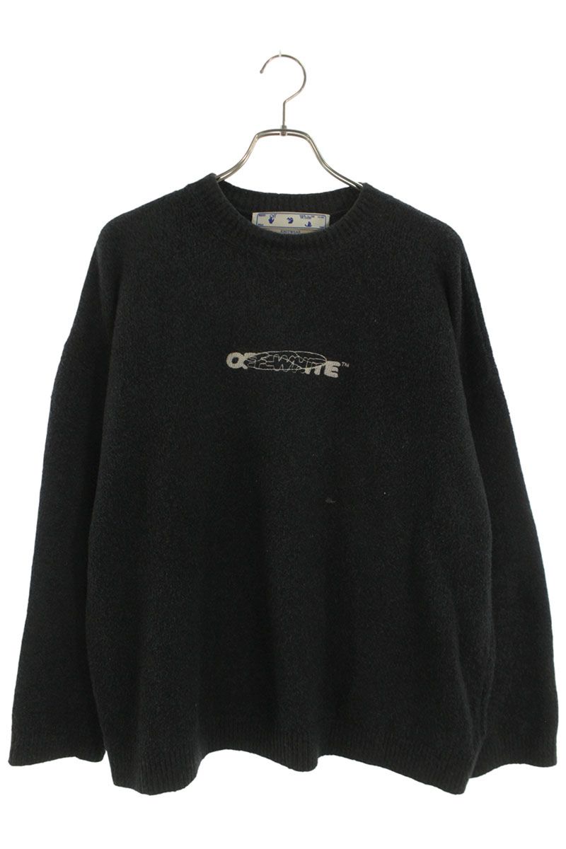 オフホワイト OFF-WHITE　 サイズ:L 20AW OMHE045E20KNI001 バレルワーカーバックアロー刺繍ニット(グレー)【102062】【BS55】【メンズ】【中古】bb411#rinkan*B