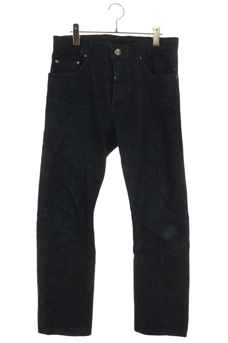 クロムハーツ Chrome Hearts 大きさ:32in  EAN STRTLG FBRC クロスボールボタンストレートデニムパンツ(インディゴ×しろがね色)【721062】【SS07】【メンズ】【中古】bb377#rinkan*B