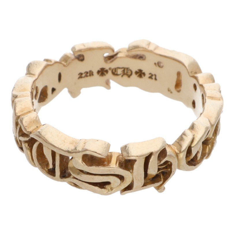 クロムハーツ Chrome Hearts 大きさ:11号  22K  SCRIPT BAND 原作ダンス楽隊 ゴールド輪っか(黄色ゴールド 6.36g)【721062】【SJ02】【小物】【中古】bb412#rinkan*B