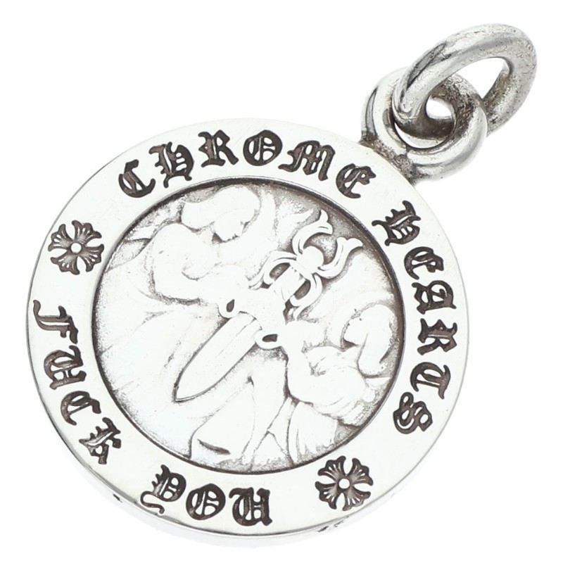 クロムハーツ Chrome Hearts   CHRM ANGL MDL エンジェルメダルチャーム V1 しろがね色首飾りとっ始め(しろがね色 6.28g)【202062】【GZ11】【小物】【中古】bb389#rinkan*B