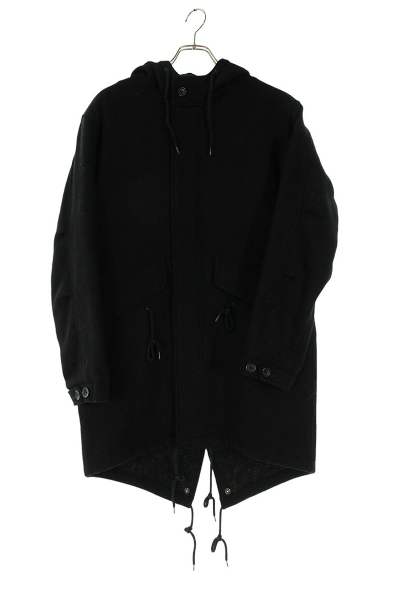 シュプリーム SUPREME　 ×ハリスツイード Harris Tweed サイズ:S 16AW WoolFishtail Parka ロゴ刺繍ウールフィッシュテイルパーカコート(ブラック)【031062】【BS55】【メンズ】【中古】bb390#rinkan*B