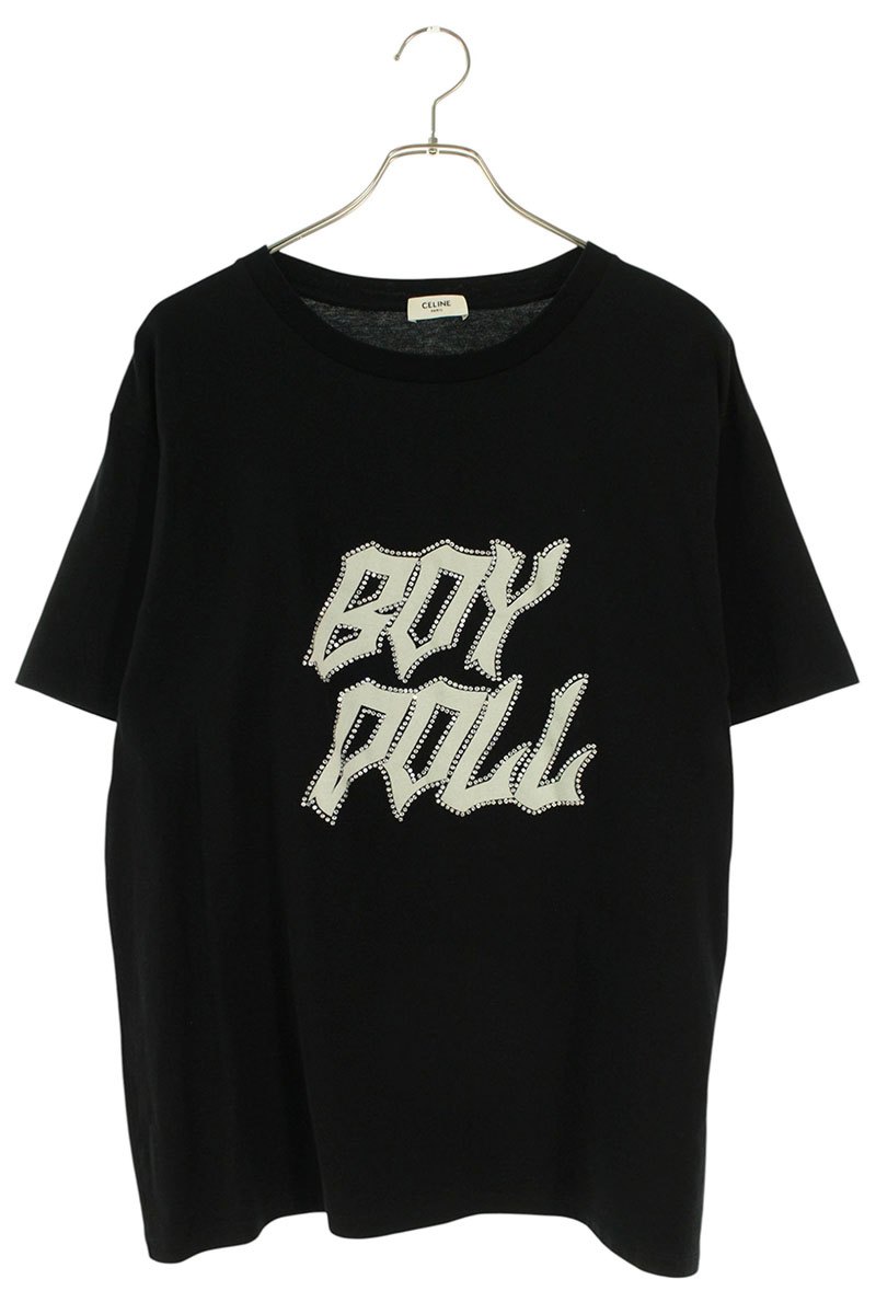 セリーヌ CELINE 大きさ:XL  2X59C671Q BOY DOLLラインストーンロゴプリントプルオーバー(黒いこと)【923062】【SB01】【メンズ】【中古】bb448#rinkan*A