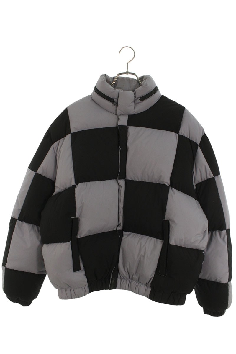 ケンゾー KENZO サイズ:M ブロックチェックダウンジャケット(ブラック×グレー)【102062】【BS99】【メンズ】【中古】bb359#rinkan*B|RINKAN
