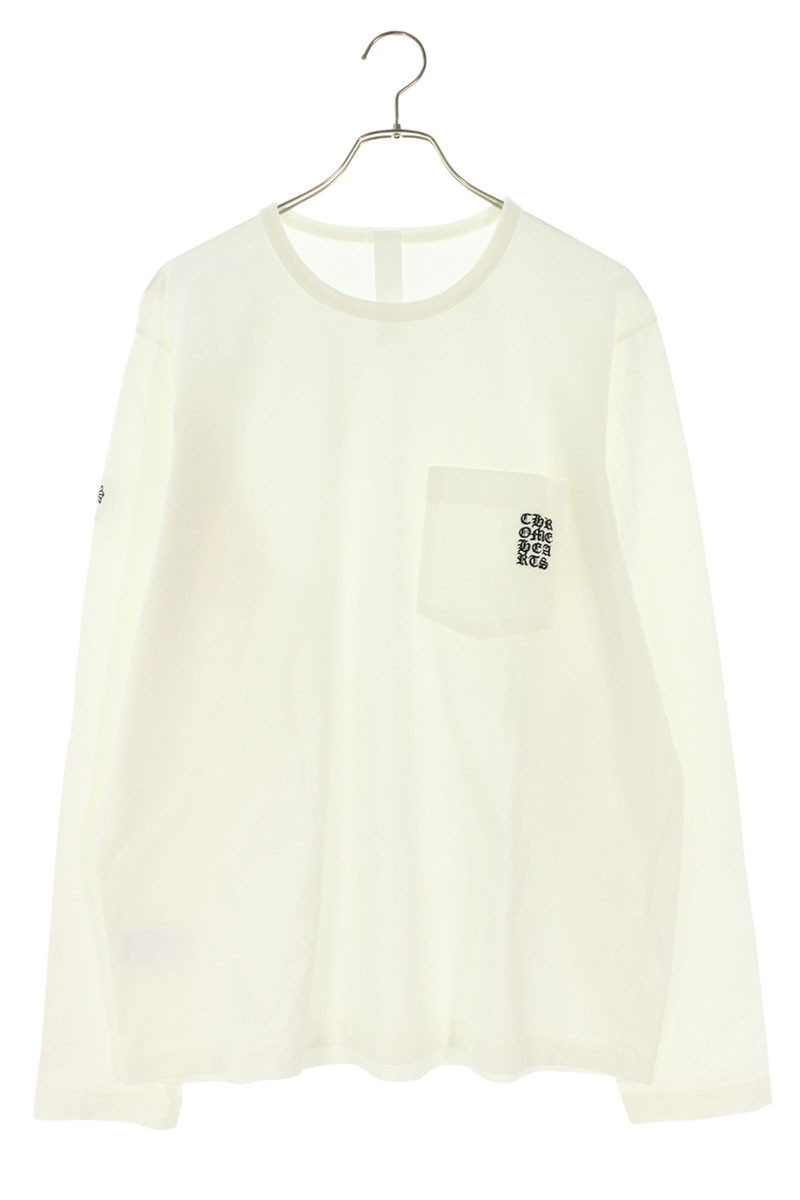 クロムハーツ Chrome Hearts　 サイズ:L Y NOT 英字ラベル刺繍長袖カットソー(ホワイト)【031062】【SS07】【メンズ】【中古】bb460#rinkan*A