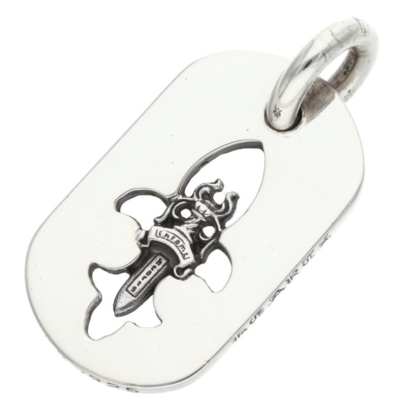 クロムハーツ Chrome Hearts   D TAG SML FLE DAG フレアダガードッグタグ スモールドッグタグネックレストップ(しろがね色 8.86g)【105062】【HJ12】【小物】【中古】bb377#rinkan*B