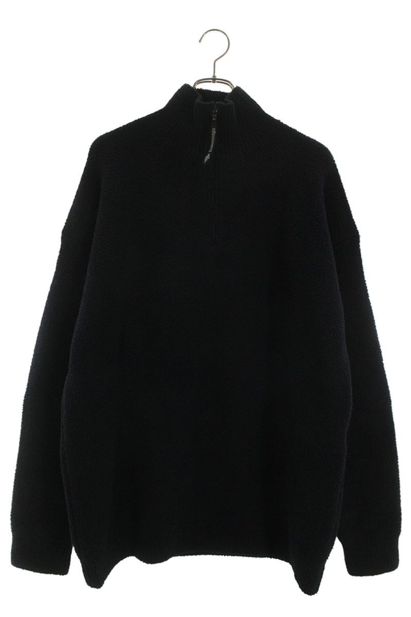 バレンシアガ BALENCIAGA　 サイズ:S SKIWEAR 773574 T6232 ラバーロゴハーフジップスウェット(ブラック)【102062】【SB01】【メンズ】【中古】bb187#rinkan*A