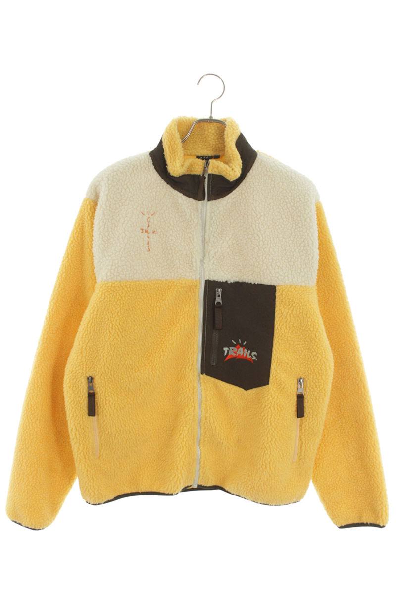 トラヴィススコット Travis Scott　 サイズ:L CACTUS TRAILS TRI-COLOR FULL-ZIP SHERPA JACKET カクタスジャックロゴ刺繍フリースジップアップブルゾン(イエロー×ベージュ)【302062】【BS99】【メンズ】【中古】bb295#rinkan*B