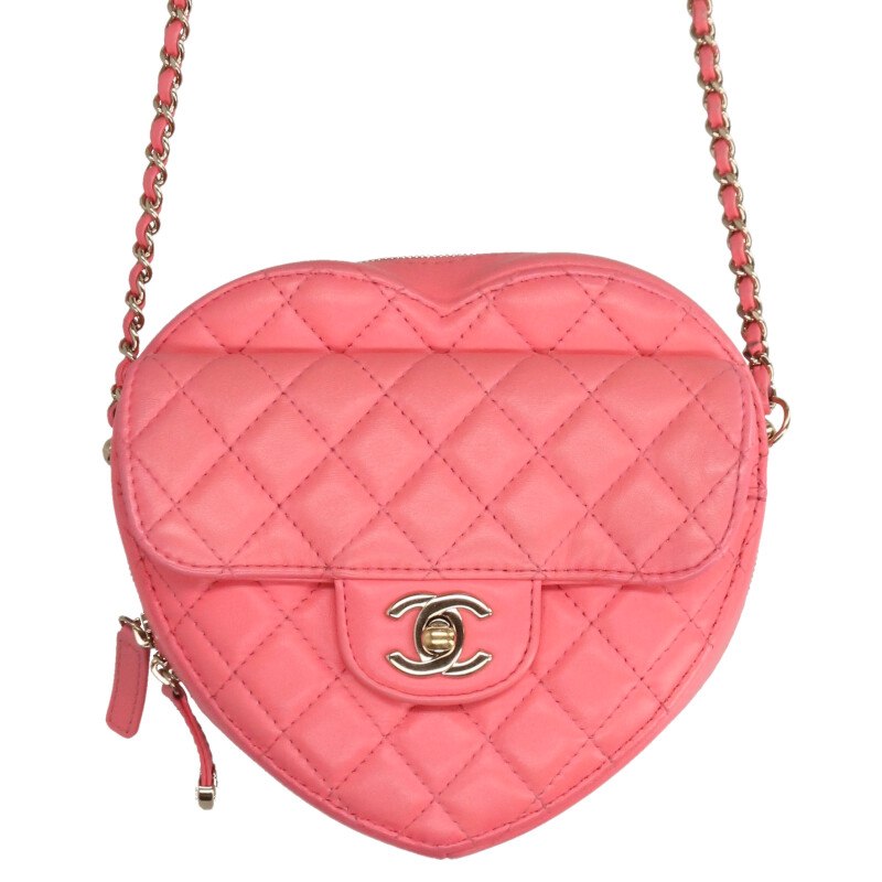 シャネル CHANEL   AS3191 ハートキルティングレザーショルダーバッグ(サクラ色)【102062】【SB01】【小物】【中古】bb132#rinkan*B