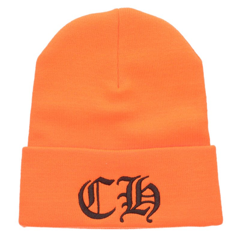 クロムハーツ Chrome Hearts　 サイズ:ONE SIZE WOOL WATCH CAP ウールワッチキャップ CHロゴビーニーキャップ帽子(オレンジ)【202062】【OK15】【小物】【中古】bb92#rinkan*A