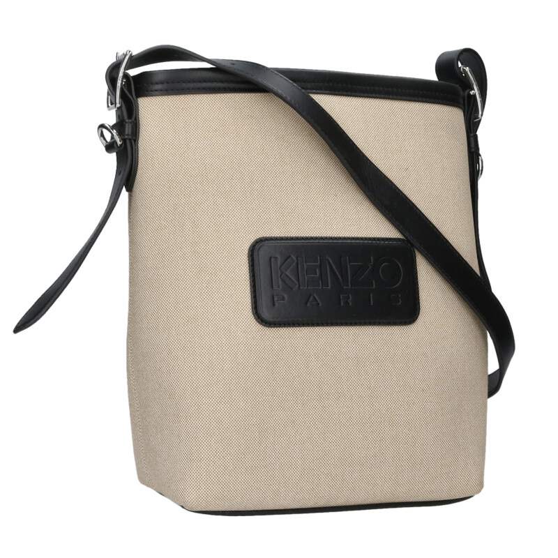 ケンゾー KENZO　 キャンバス×レザーショルダーバッグ(ベージュ×ブラック)【312062】【BS99】【小物】【中古】bb459#rinkan*B