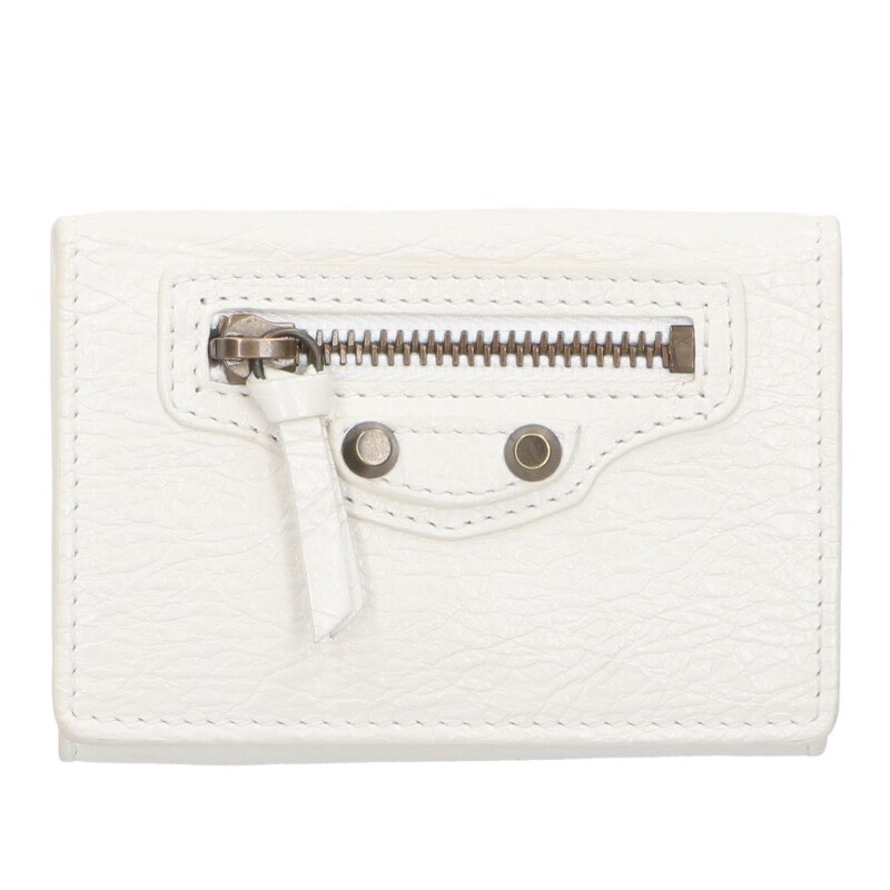 バレンシアガ BALENCIAGA 477455 三つ折りレザー財布(ホワイト)【212062】【BS99】【小物】【中古】bb177#rinkan*C|RINKAN