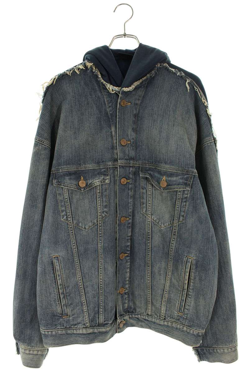 バレンシアガ BALENCIAGA　 サイズ:1 23SS 738737 TNW65 スウェット切り替え再構築フーデッドデニムジャケット(インディゴ×ネイビー)【302062】【SB01】【メンズ】【中古】bb376#rinkan*B 59,895円