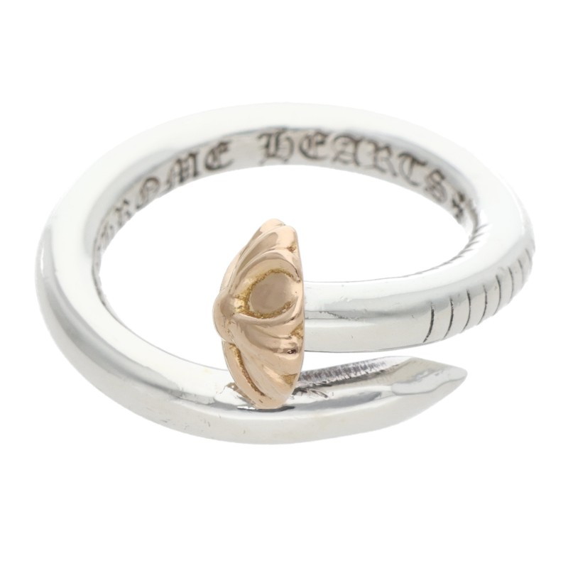 クロムハーツ Chrome Hearts 大きさ:11号  NAIL CRSBALL W GLD ネイルクロスボール しろがね色 ゴールドコンビリング(しろがね色×黄色ゴールド 6.61g)【702062】【SS07】【小物】【中古】bb460#rinkan*B