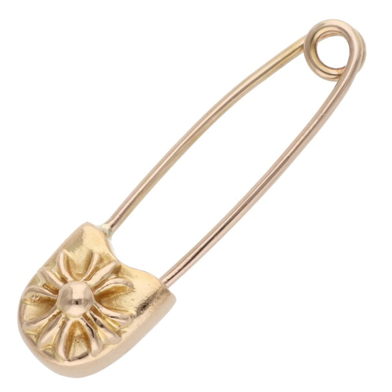 クロムハーツ Chrome Hearts　 22K SAFETY PIN S 22Kスモールセーフティピン ゴールドネックレストップ(イエローゴールド 3.43g)【702062】【SS07】【小物】【中古】bb377#rinkan*B