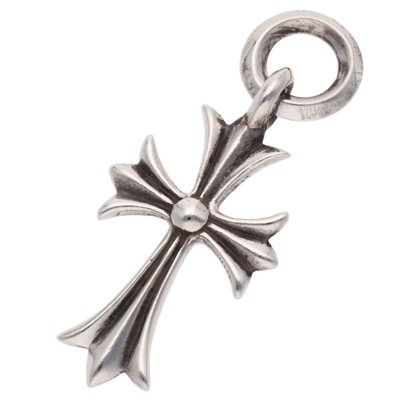 クロムハーツ Chrome Hearts　 TINY CH CROSS タイニーCHクロス チャーム シルバーネックレストップ(シルバー 3.57g)【702062】【OS06】【小物】【中古】bb359#rinkan*B