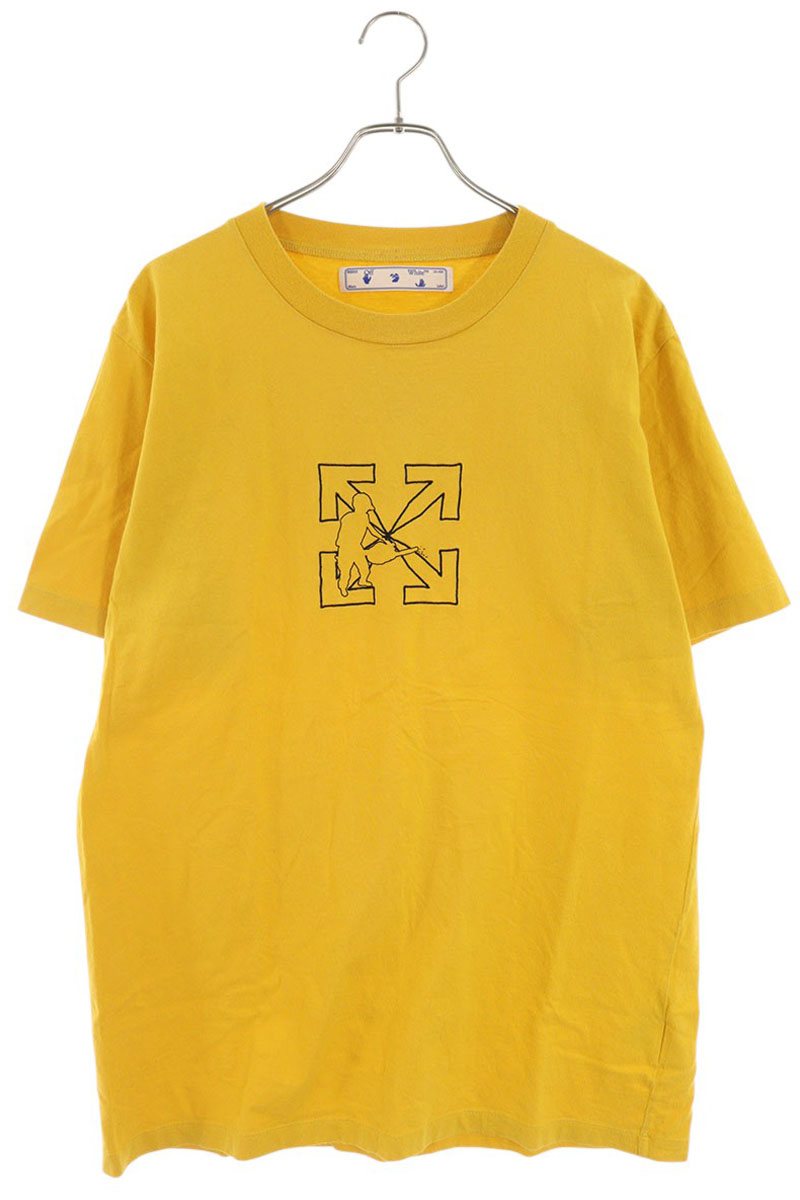 オフホワイト OFF-WHITE　 サイズ:XL 20SS OMAA027E20JER003 ロゴウォーカーズTシャツ(イエロー)【502062】【BS55】【メンズ】【中古】bb426#rinkan*B