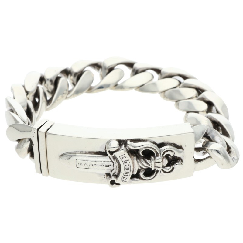 クロムハーツ Chrome Hearts 大きさ:13LINK  ID DAGGER ダガーID古典派音楽繋がり しろがね色腕輪(しろがね色 127.89g)【802062】【SJ02】【小物】【中古】bb474#rinkan*B