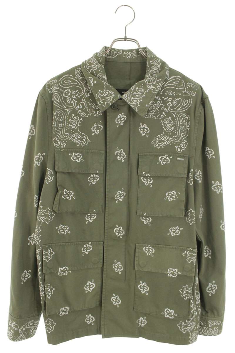 アミリ AMIRI サイズ:48  SR3BN0005SMRRCS0 M-65 ブリーチバンダナミリタリーシャツブルゾン(グリーン調)【702062】【OM10】【メンズ】【中古】bb310#rinkan*B