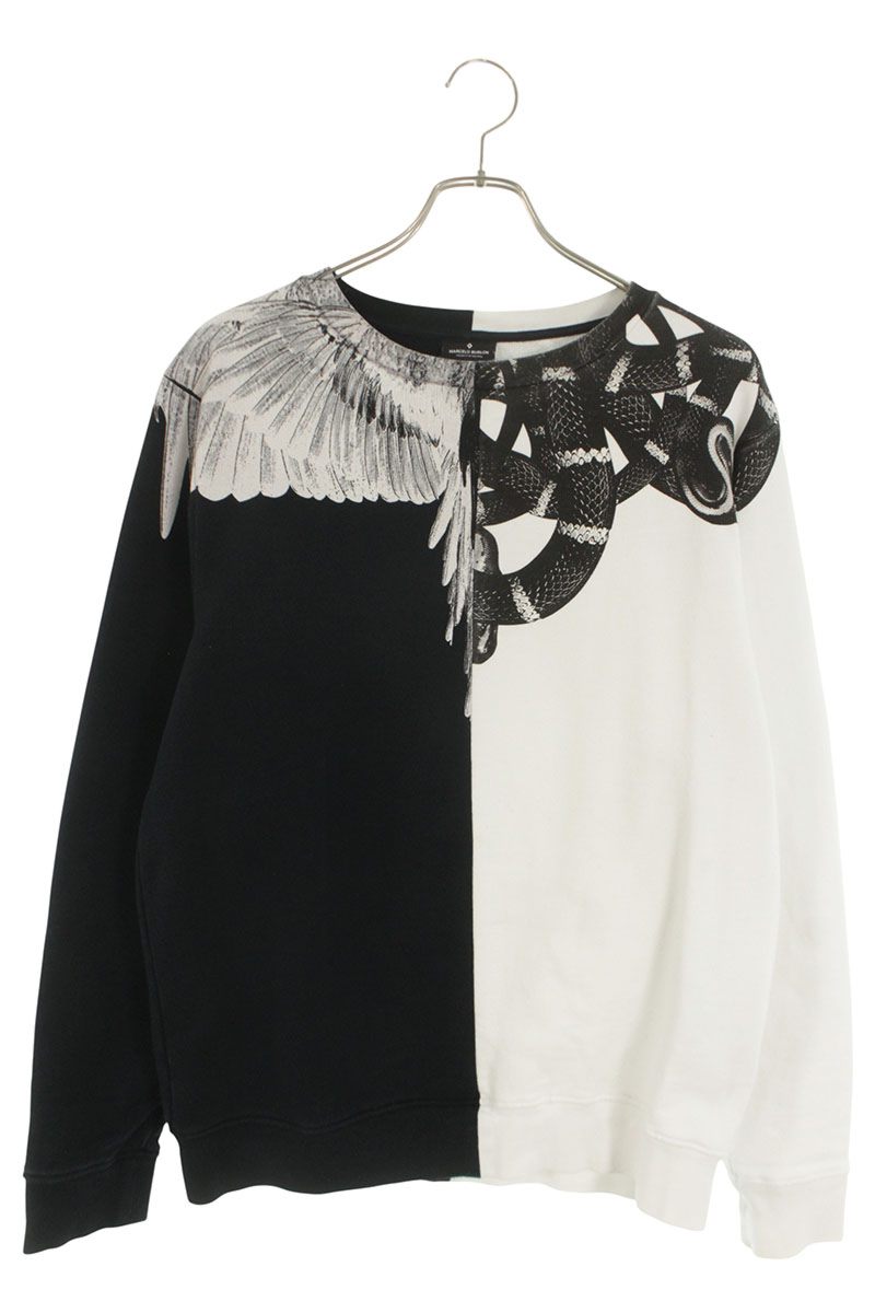 マルセロバーロン MARCELO BURLON　 サイズ:S CMBA009S18630008 グラフィッククルーネックスウェット(ブラック×ホワイト)【902062】【BS99】【メンズ】【中古】bb177#rinkan*B