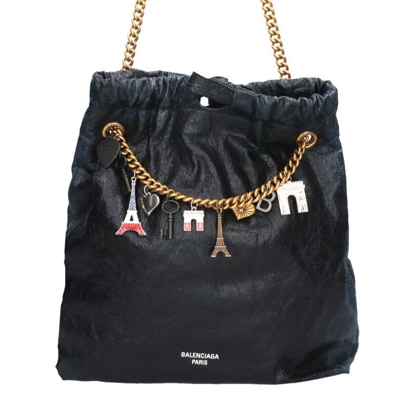 バレンシアガ BALENCIAGA   742941 クラッシュトート 制限事項チャームチェーンショルダーバッグ(黒いこと)【602062】【SS13】【小物】【中古】bb419#rinkan*B