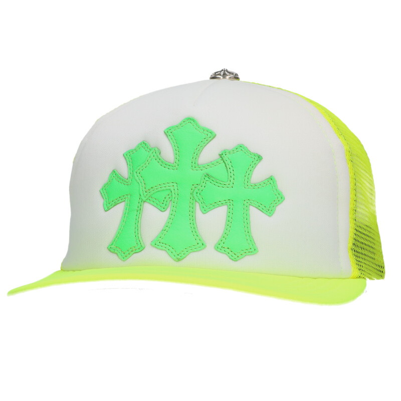 クロムハーツ Chrome Hearts サイズ:ONE SIZE TRUCKER CAPトラッカーキャップ クロスパッチ付きメッシュ帽子(イエロー)【802062】【OS06】【小物】【中古】bb82#rinkan*A |RINKAN