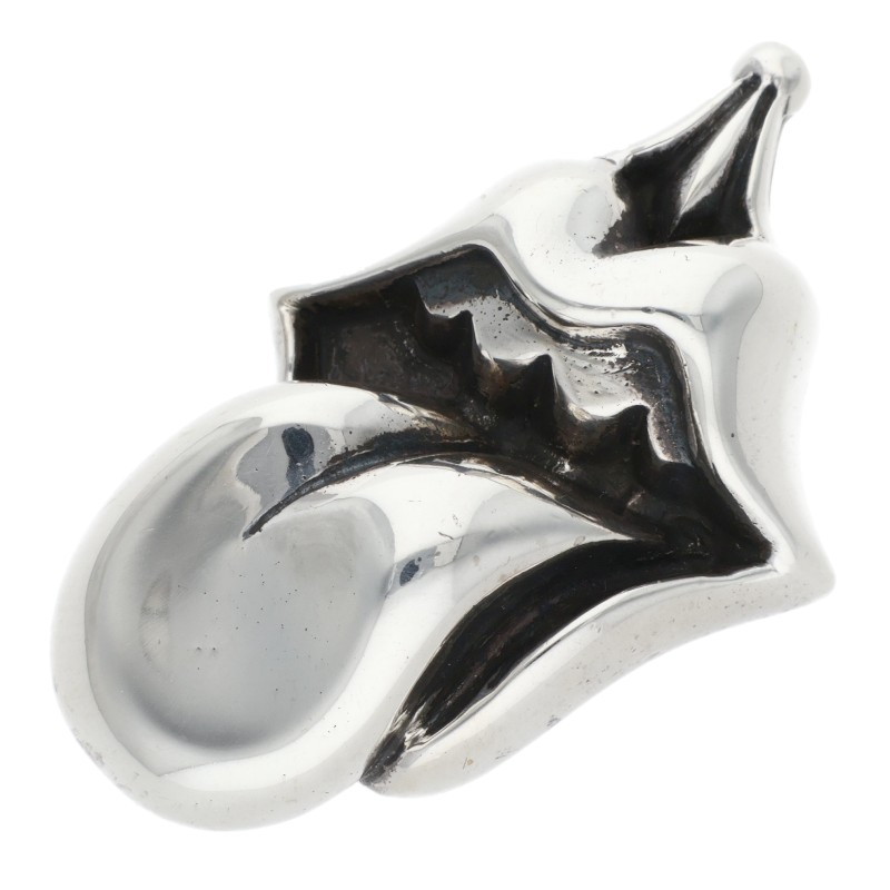 クロムハーツ Chrome Hearts   LIPS TONGUE CHARM リップアンドタンチャーム しろがね色頸飾りいの一番(しろがね色 23.67g)【612062】【FK04】【小物】【中古】bb223#rinkan*B