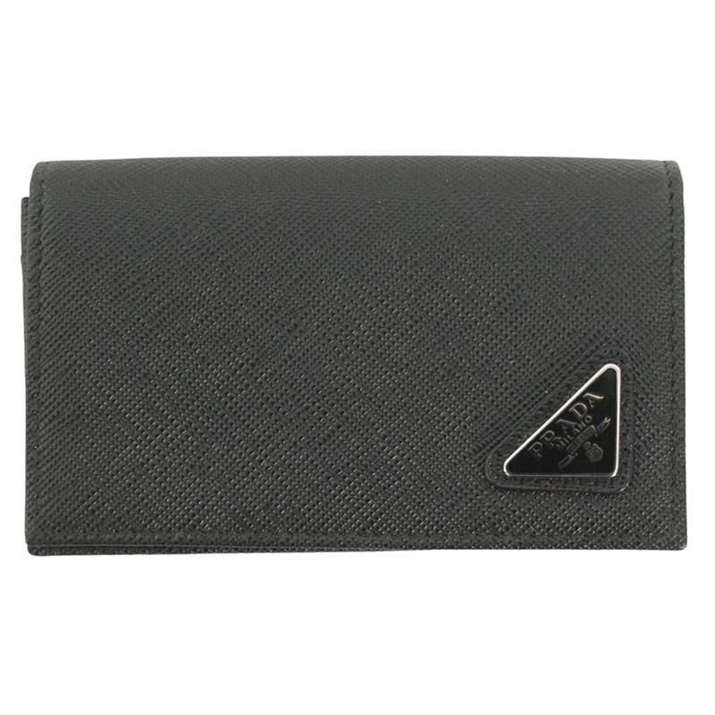 プラダ PRADA   2MC122 トライアングルロゴサフィアーノレザーカードケース(黒いこと)【103062】【BS99】【小物】【中古】bb326#rinkan*A