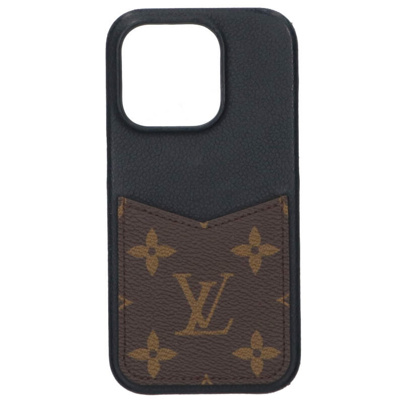 ルイヴィトン LOUISVUITTON　 SN4283 モノグラム15PROスマホケース(ブラック×ブラウン)【103062】【BS99】【小物】【中古】bb433#rinkan*B
